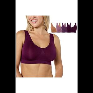 Rhonda Shear Women's 4pk Ahh Bra Sienna/Mauve/Plum/Eggplant -